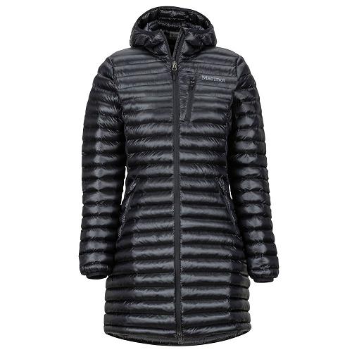 Marmot Long Avant Jackets - Womens Down Jacket Black CA3458690 Canada